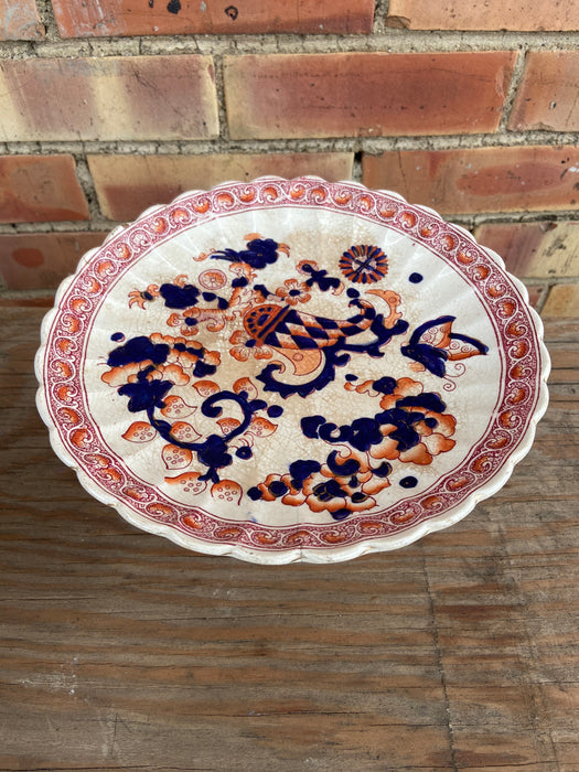 NAVY AND RUST COLORED INDIAN CAKE PLATE