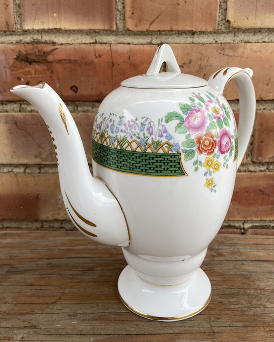LIDDED FLORAL ENGLISH COFFEE POT