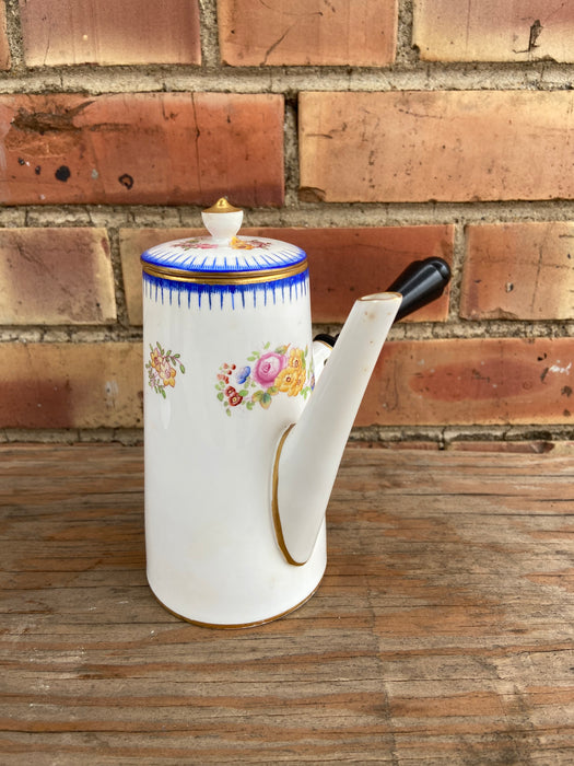 T. GOODE & CO. ENGLISH COFFEE POT WITH BLACK PAINTED WOOD HANDLE