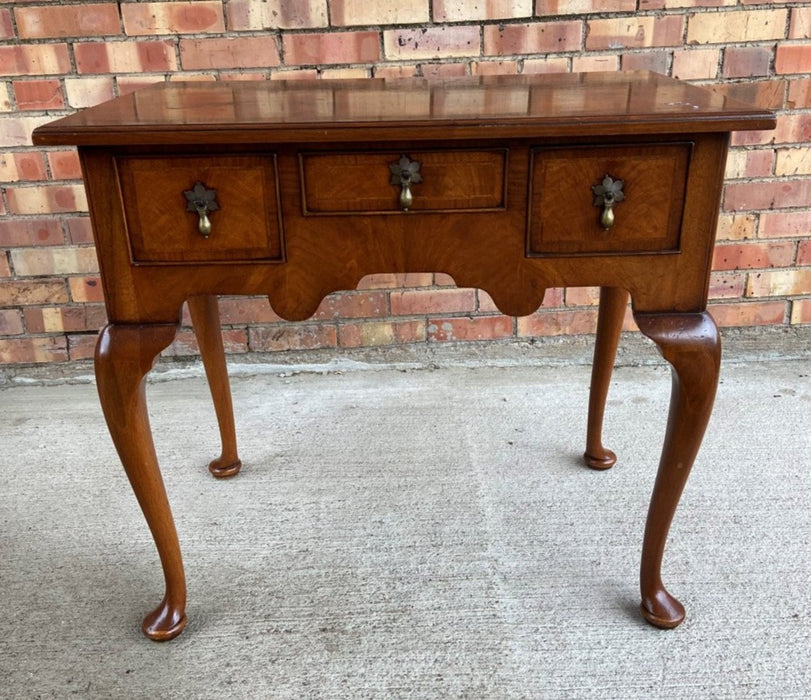WALNUT QUEEN ANNE STYLE LOW TABLE WITH 3 DRAWERs