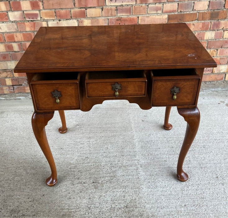 WALNUT QUEEN ANNE STYLE LOW TABLE WITH 3 DRAWERs