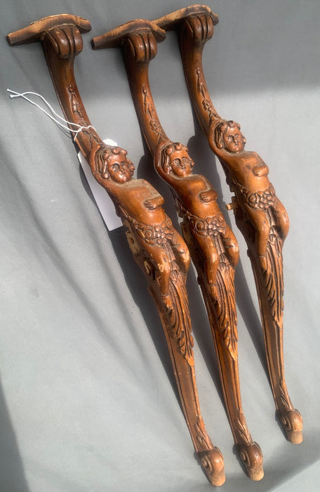 3 CARVED FIGURAL LEGS