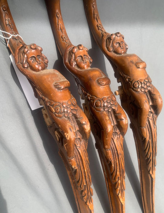 3 CARVED FIGURAL LEGS