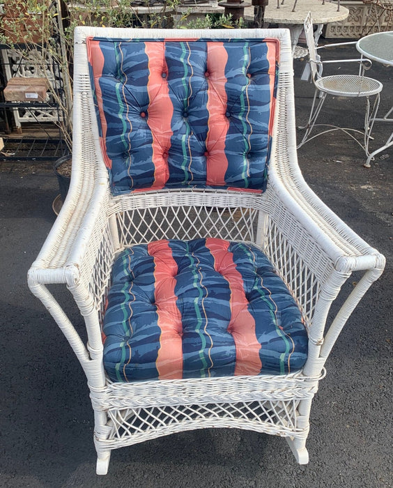 ARTS AND CRAFTS CIRCA 1920'S WHITE WICKER ROCKER