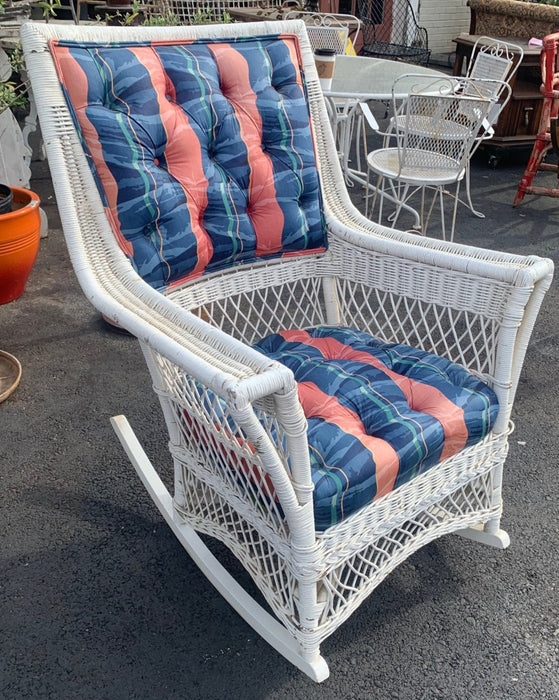 ARTS AND CRAFTS CIRCA 1920'S WHITE WICKER ROCKER