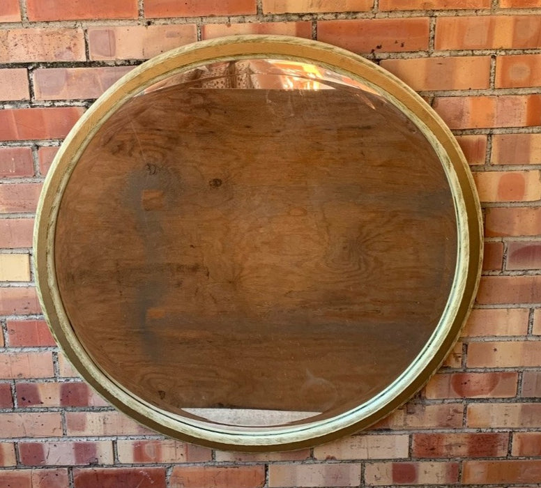 PAINTED ROUND WOOD FRAMED MIRROR