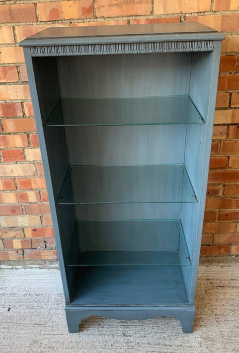 SMALL BLUE SHERATON DISPLAY WITH GLAS SHELVES