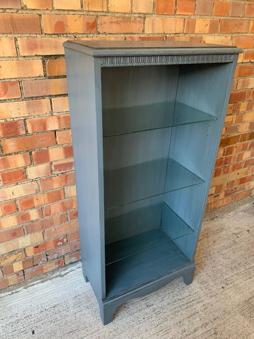 SMALL BLUE SHERATON DISPLAY WITH GLAS SHELVES