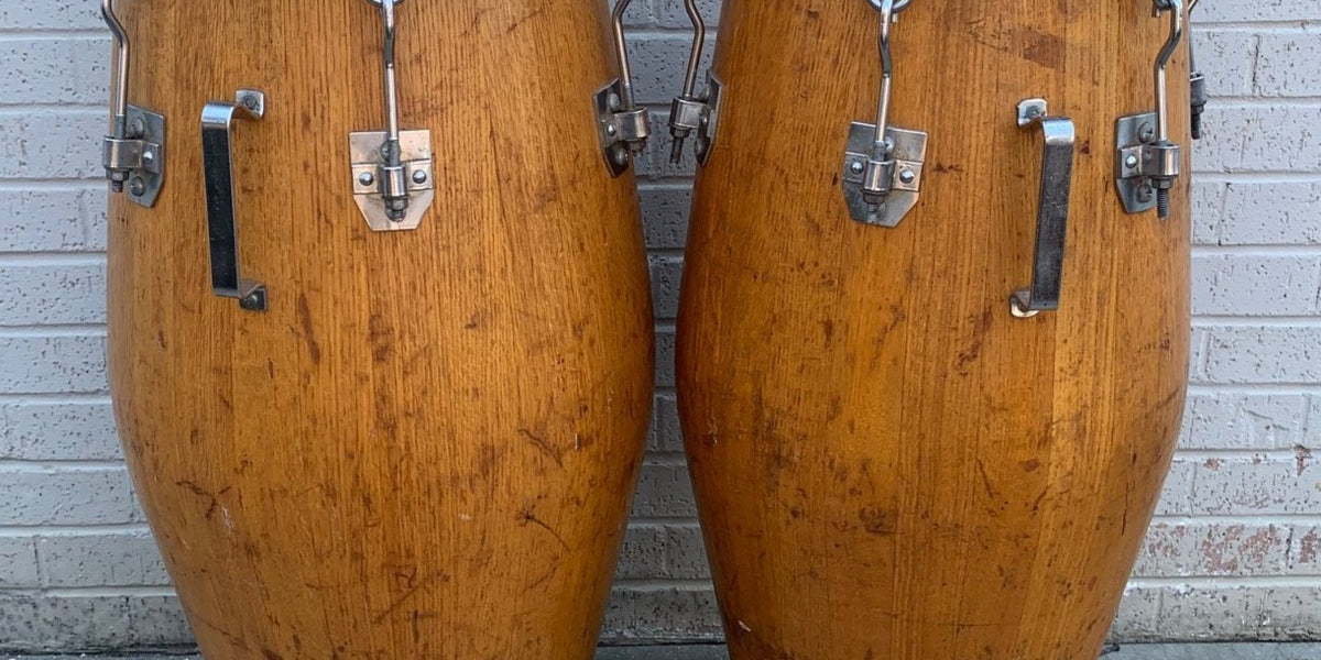 コンガ　ビンテージ　VALJE DRUMS？ PAIR OF VINTAGE 1960'S VALJE OAK CONGA DRUMS — Lots of Furniture