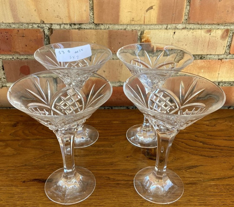 SET OF 6 MARTINI GLASSES - AS IS WITH CHIPS