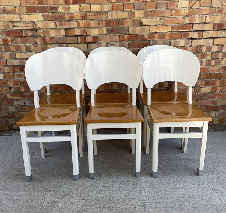 SET OF 6 WHITE LACQUER DINING CHAIRS