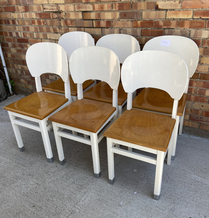 SET OF 6 WHITE LACQUER DINING CHAIRS