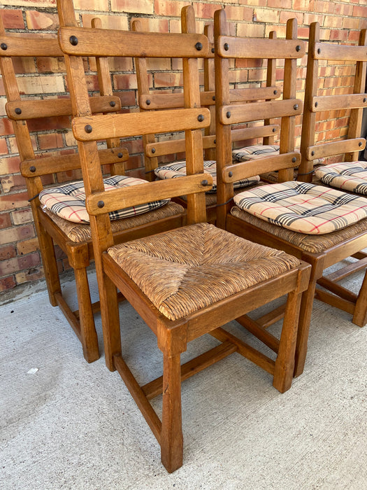 SET OF 6 RUSTIC LADDER BACK OAK CHAIRS