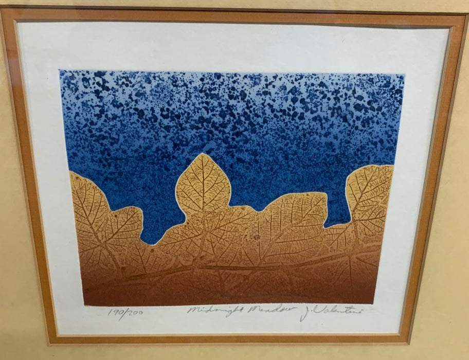 MIDNIGHT MEADOW PRINT-SIGNED AND NUMBERED J. VALENTINE AS FOUND GLASS