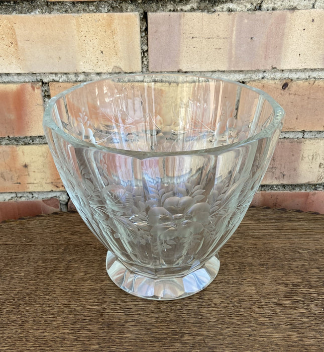 LARGE WHEEL CUT FLORAL VASE