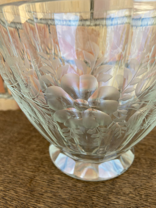 LARGE WHEEL CUT FLORAL VASE