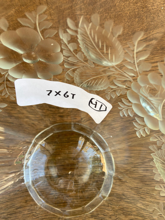 LARGE WHEEL CUT FLORAL VASE