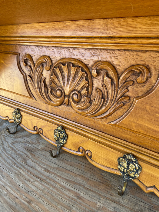 SHELL CARVED OAK WALL SHELF