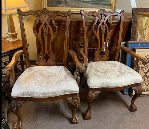 PAIR OF LARGE CHIPPENDALE ARM CHAIRS