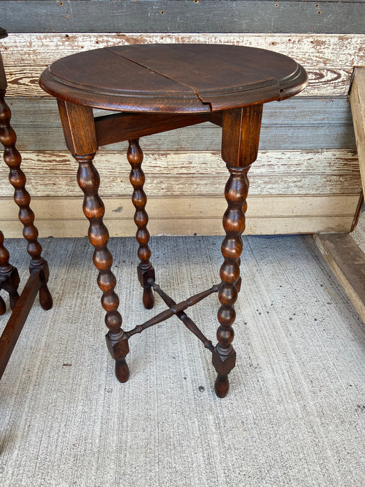 KNOB TURNED DROP LEAF NEST OF TABLES