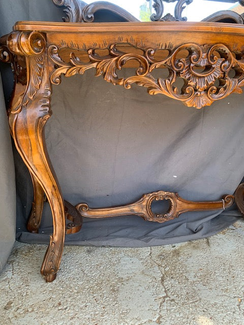 LARGE CARVED CONSOLE WITH MIRROR