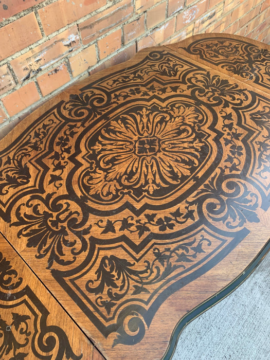 FRENCH INLAID DROP LEAF TABLE WITH ORMULU