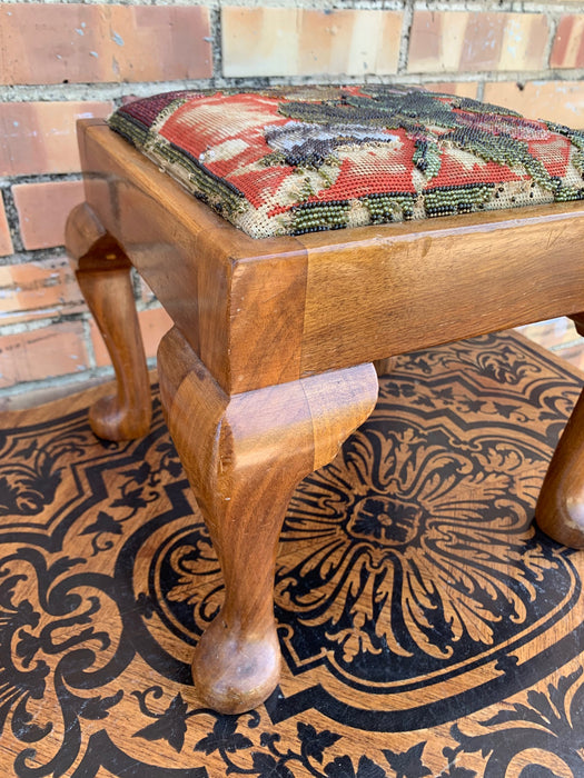 QUEEN ANNE BEADWORK STOOL