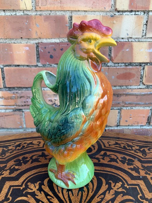 FRENCH MAJOLICA ROOSTER PITCHER