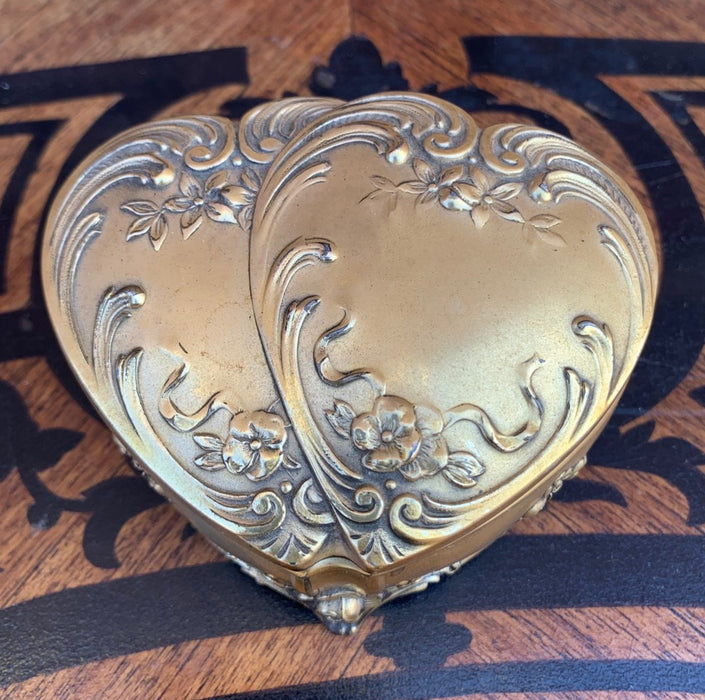 HEART SHAPED HEAVY BRASS BOX