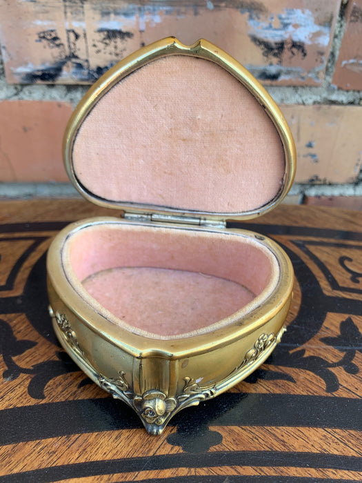 HEART SHAPED HEAVY BRASS BOX