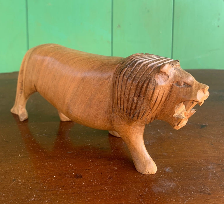 SMALL WOOD CARVED LION