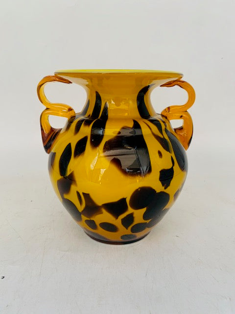 GOLD AND BROWN CASED GLASS VASE
