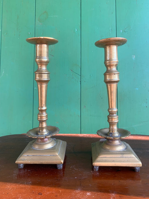 PAIR OF EARLY BRASS CANDLESTICKS