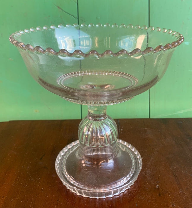 EARLY CLEAR PATTERN GLASS FOOTED COMPOTE