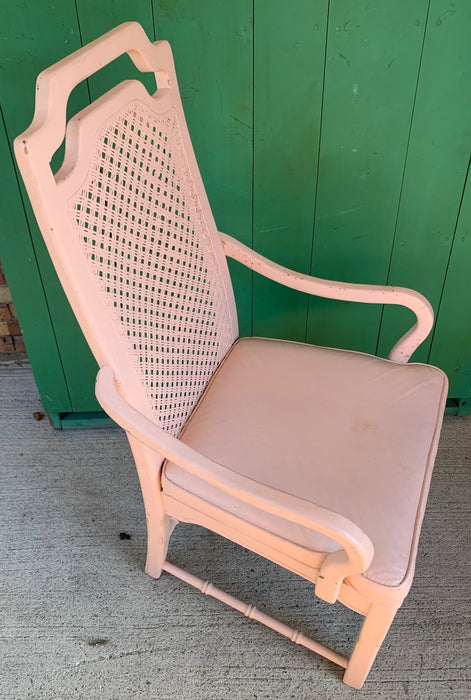 FUNKY PINK VINTAGE CANED ARM CHAIR