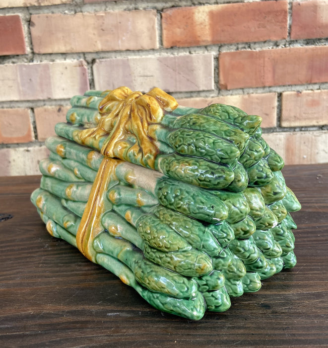 WRAPPED ASPARAGUS CERAMIC LIDDED CONTAINER