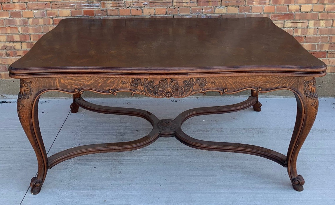 FRENCH PARQUET TOP LOUIS XV DRAW LEAF TABLE