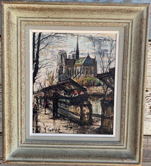 FRENCH IMPRESSIONIST OIL PAINTING OF MARKET BY Y. GONEC