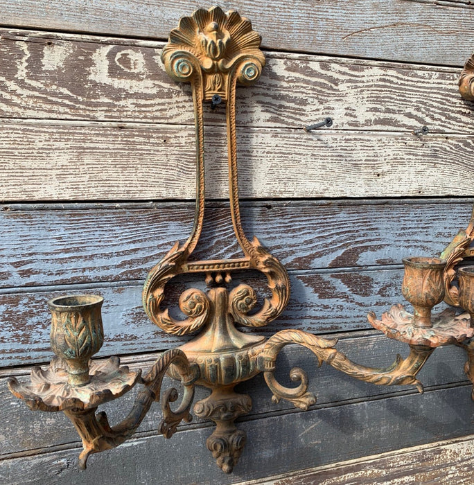 PAIR OF NOT OLD IRON CANDLE SCONCES