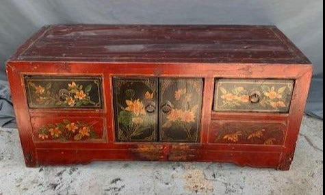 CHINESE PAINTED LOW CHEST