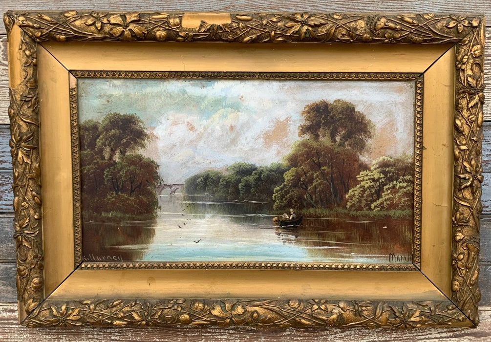 SMALL HORIZONTAL LAKE PAINTING - AS FOUND FRAME