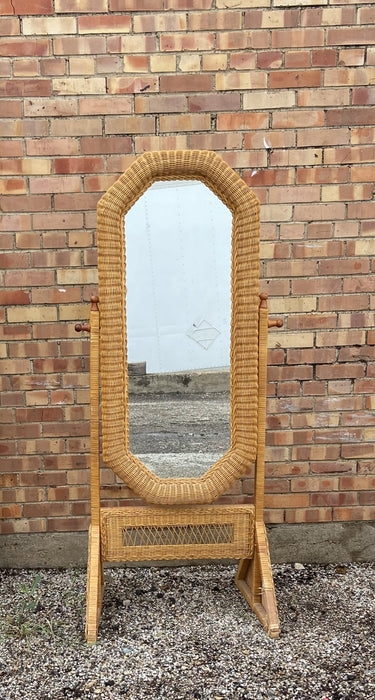 WICKER CHEVAL MIRROR - AS FOUND