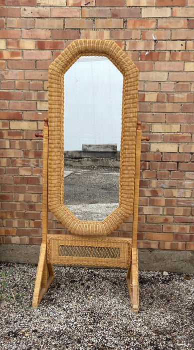 WICKER CHEVAL MIRROR - AS FOUND