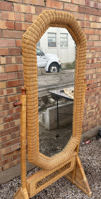 WICKER CHEVAL MIRROR - AS FOUND