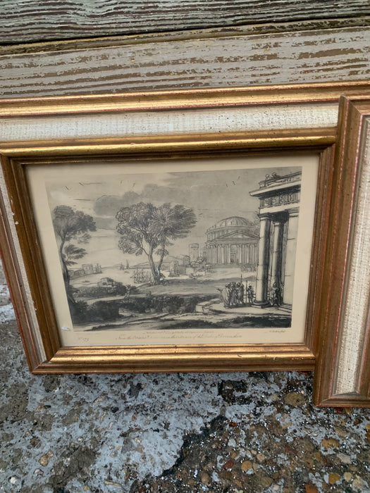 SET OF 3 SMALL FRAMED ETCHINGS