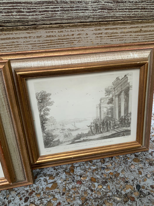 SET OF 3 SMALL FRAMED ETCHINGS