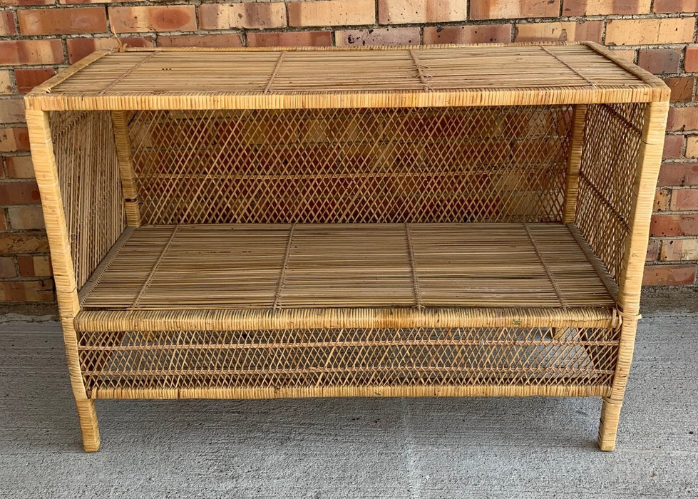 LOW WICKER RATTAN BOOKSHELF