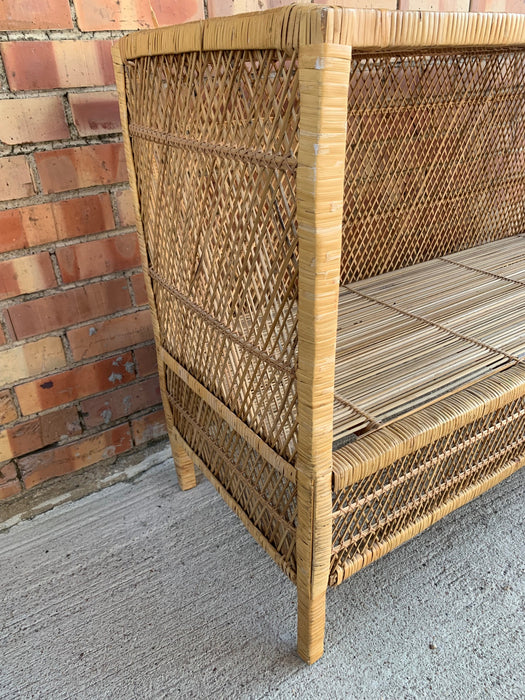 LOW WICKER RATTAN BOOKSHELF