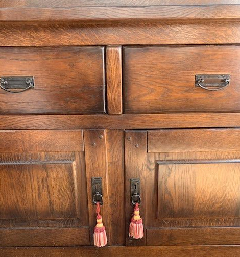 RUSTIC DARK OAK CHINA CABINET