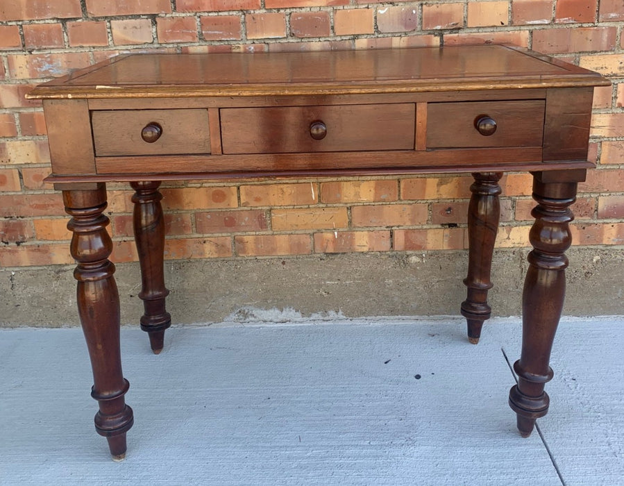 SMALL ANTIQUE WRITING DESK WITH LEATHER TOP